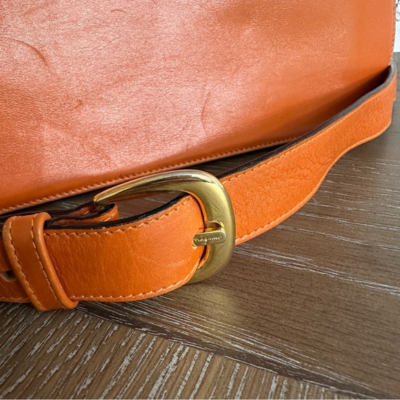Salvatore Ferragamo Iconic Vintage Leather Crossbody in Orange - Picture 9 of 14